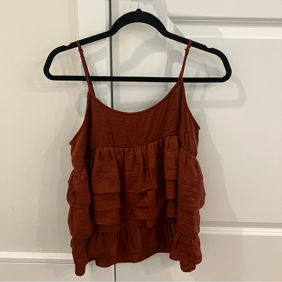 Tops | Ruffled Rust Tank Top | Poshmark
